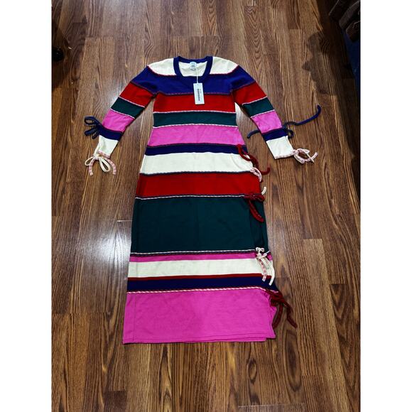 Rosie Assoulin Bow-Detailed Striped Wool Midi Fitted Dress XS Multicolor Runway - Picture 14 of 16